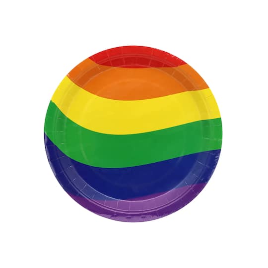 9" Pride Rainbow Stripes Round Paper Dinner Plates, 10ct. by Celebrate It™